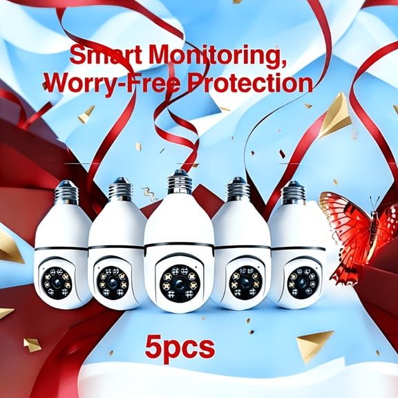 Bulb Security Camera: 360° Panoramic View, AI Motion Detection, Night Vision, 911 Alarm, Two-Way Audio, Dual-Band WiFi, Easy Wall Mount