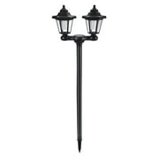 Bulb Solar Lamp Post Light Kit, 67 Inch Tall, Outdoor Double Head Black Resin and Clear Beveled Glass Post Lamp, Cast Aluminum Light Pole, and Cool White Light