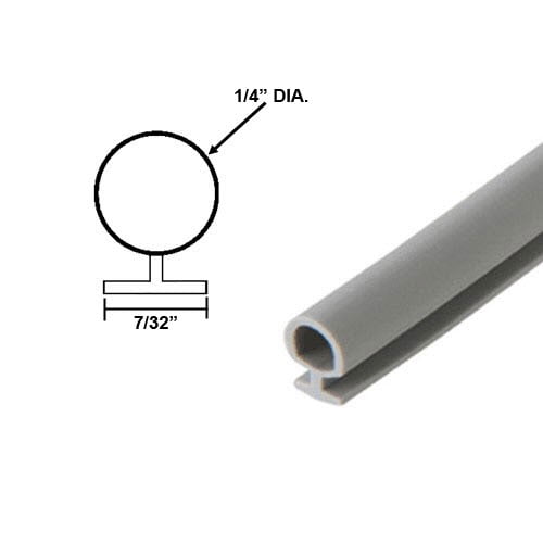 Bulb Type Weatherstripping for Door and Windows, Gray, 1/4" Dia., 7/32" Backing - 20 Ft.