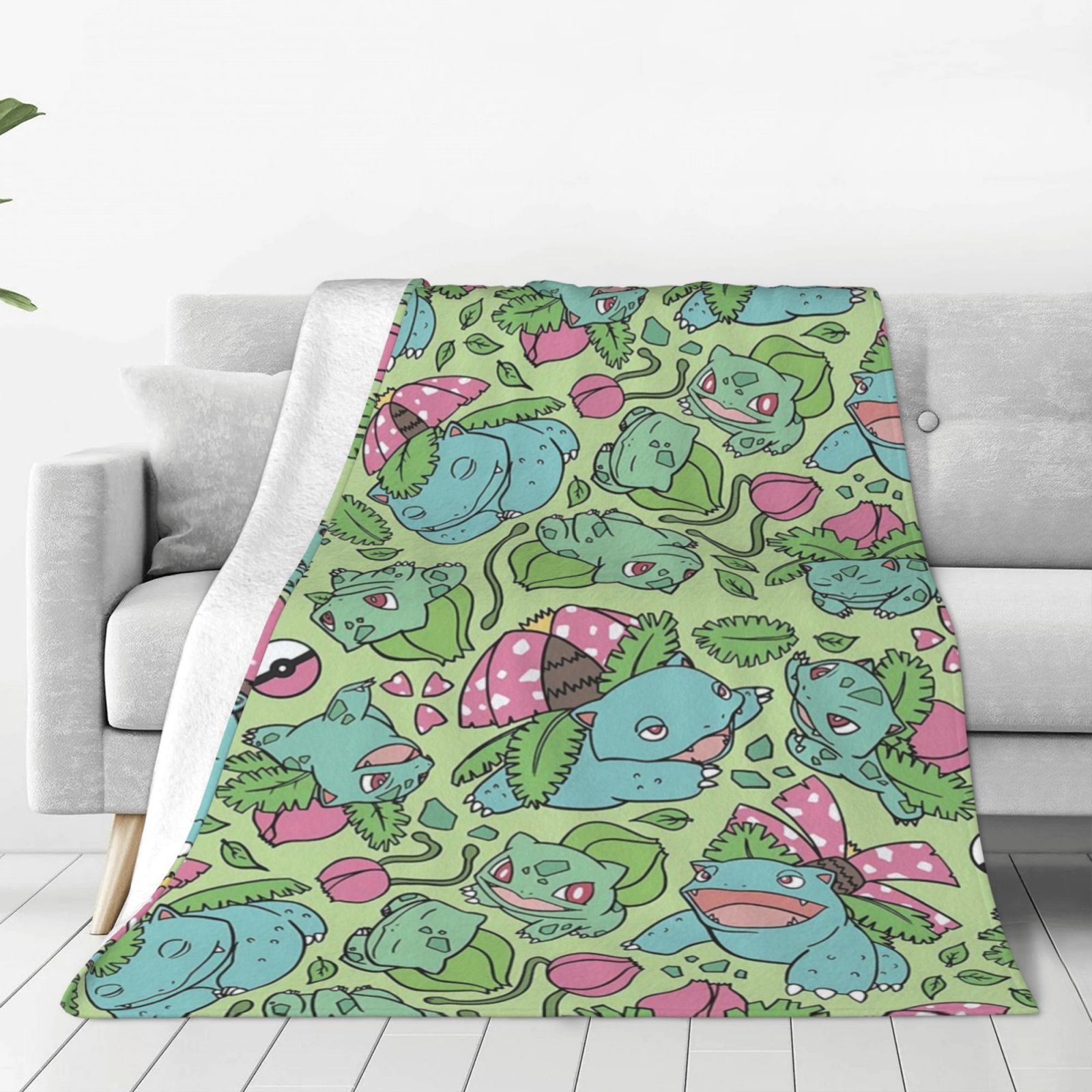 Bulbasaur Blanket Soft Cozy Fleece Throw Blanket Plush Lightweight Warm