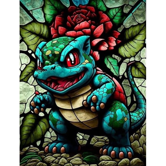 Bulbasaur Diamond Art DIY 5D Diamond Painting Kits for Adults and Kids Full Drill Arts Craft by Number Kits for Beginner Home Decoration 12x16 inch