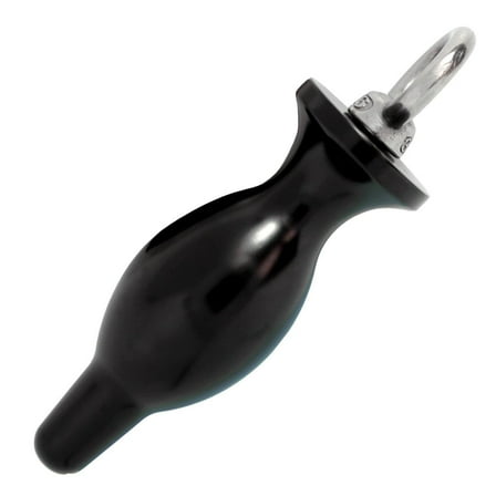 Bulbed Anal Plug With Pull Ring Black