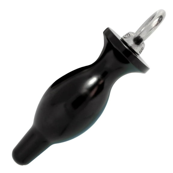Bulbed Anal Plug With Pull Ring Black