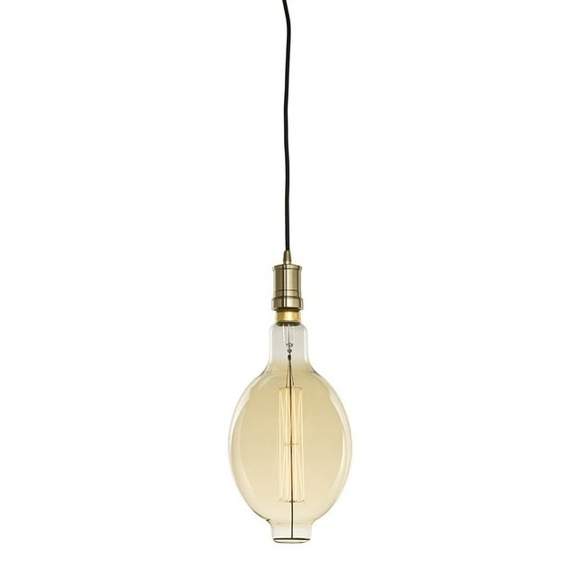 Bulbrite 1-Light Warm Gold Contemporary Pendant Socket and Canopy with Incandescent Light Bulb 60W BT Shaped Grand Nostalgic Thread