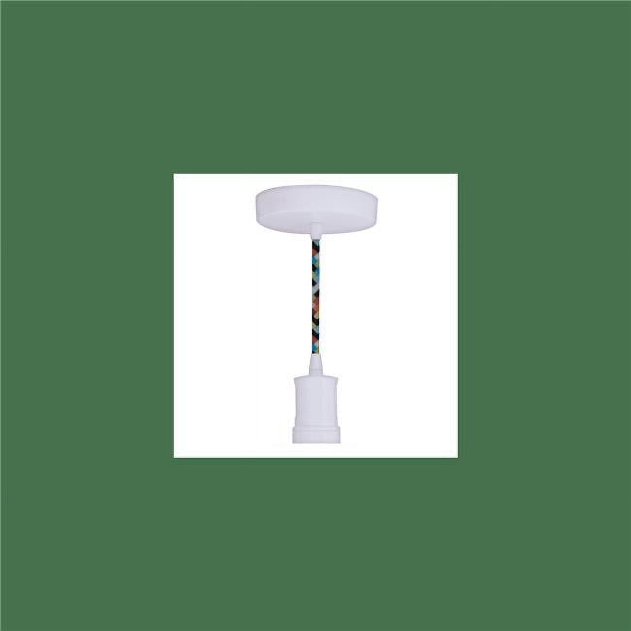 White Aluminum 1-Light Pendant with Multicolor Cord