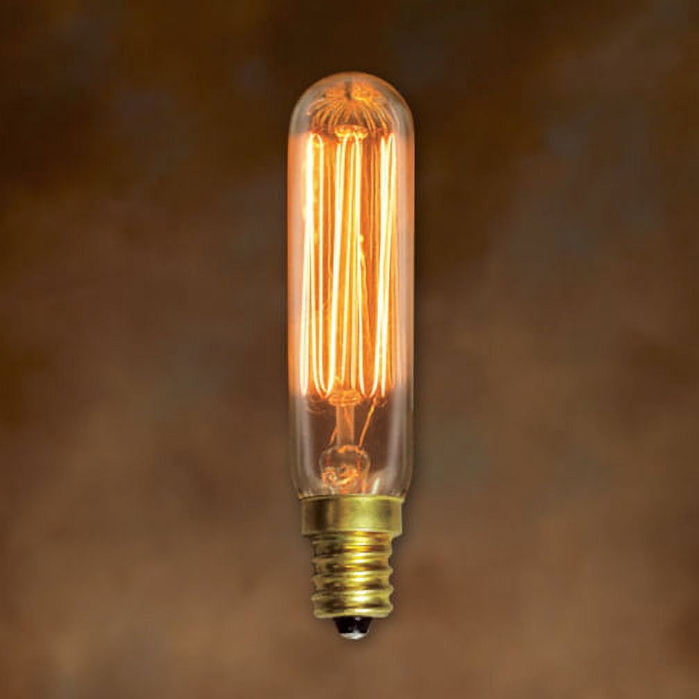 Bulbrite 25 Watt Dimmable Antique T6 Nostalgic Thread Incandescent Light Bulb with Candelabra (E12) Base, 2200K Amber Light