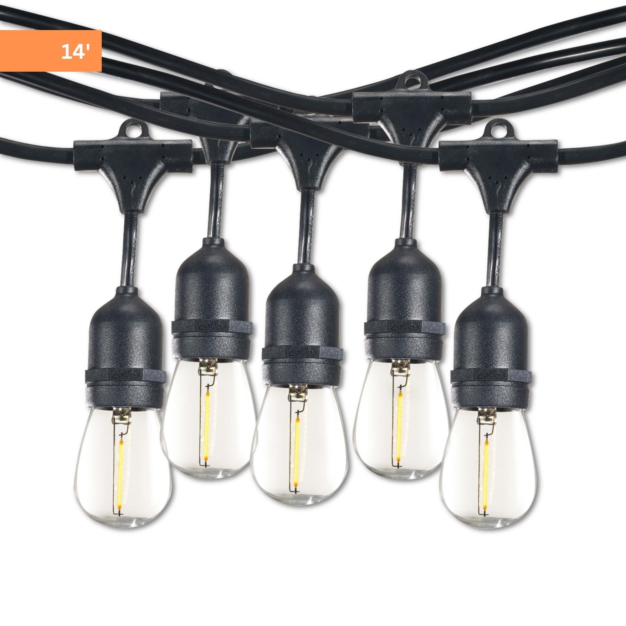 14-Foot Black String Light Kit with Clear LED Bulbs