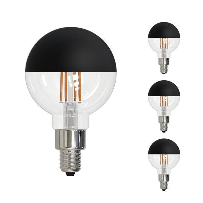 Bulbrite 862062 2.5W Dimmable G16 Shape 2700K Filament Half Black Candelabra E12 Base LED Bulb - Pack of 4
