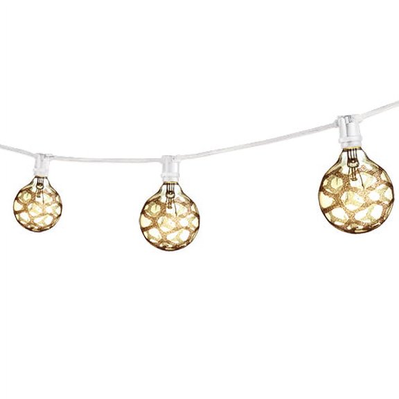 Bulbrite 25 White String Light with 15 Marble G16 Bulbs