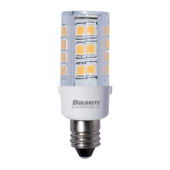 Bulbrite 4.5W 120V Dimmable Clear T4 LED Mini Light Bulbs - 3000K Soft White Light - 400 Lumens