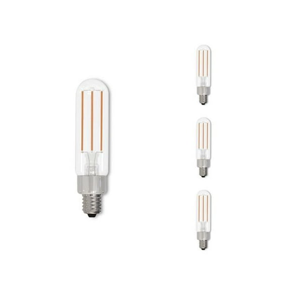 Bulbrite 862783 4.5W Dimmable T6 Shape 2700K Filament Candelabra E12 Base LED Bulb, Clear - Pack of 4