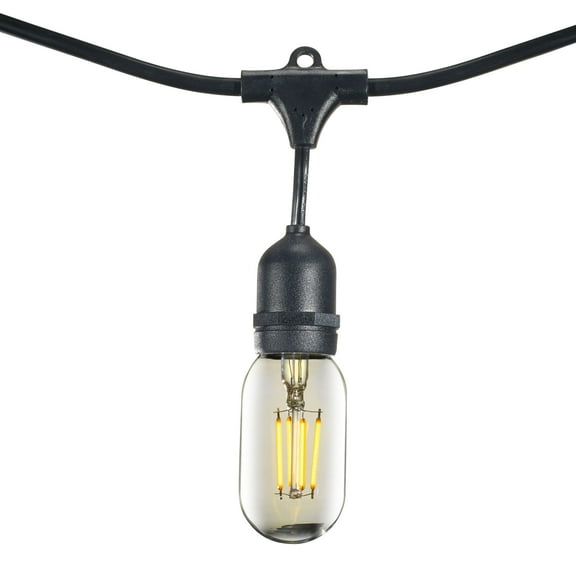 Bulbrite 48 Black String Light with 15 T14 2700K LED Filament Bulbs, Indoor/Outdoor Use
