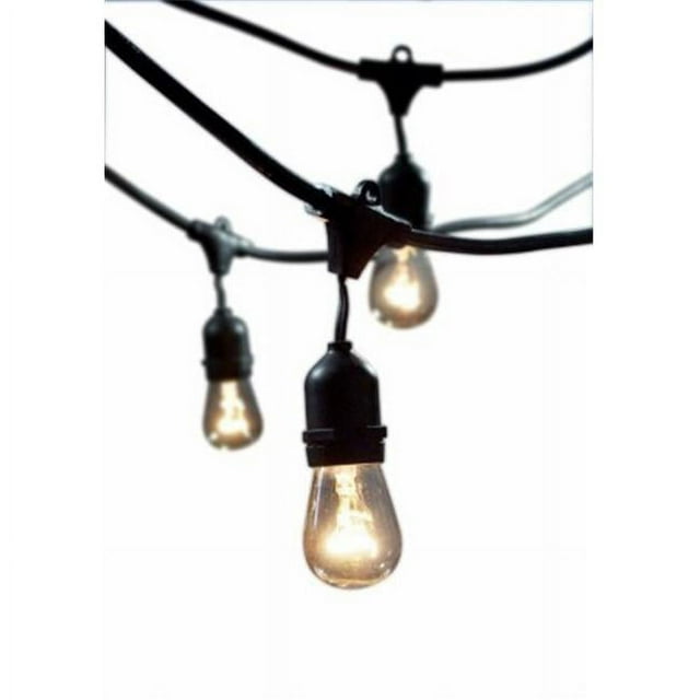 Bulbrite 48-foot Black String Light Kit with Fifteen 11 Watt Clear S14 Incandescent Light Bulbs