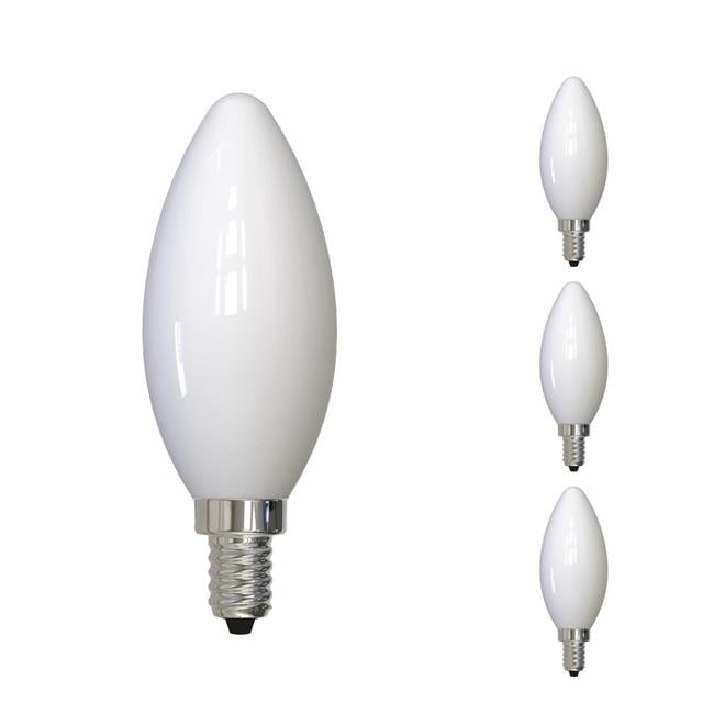 Bulbrite 862076 4W Dimmable B11 Shape 5000K Milky Filament Candelabra E12 Base LED Bulb - Pack of 4