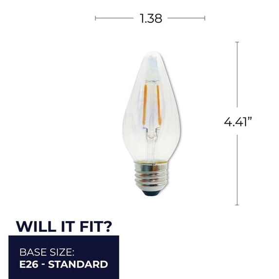 Bulbrite 862789 4W Dimmable F15 Shape 2700K Filament Medium E26 Base Fiesta Clear Iridescent LED Bulb - Pack of 4