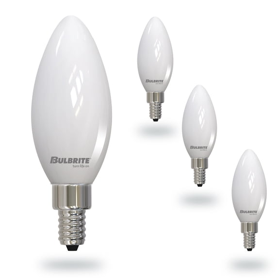 Bulbrite 5 Watt LED B11 Light Bulbs, Warm Dimming 3000K (Soft White) - 1800K (Candlelight), 500 Lumens, (4 Pack)