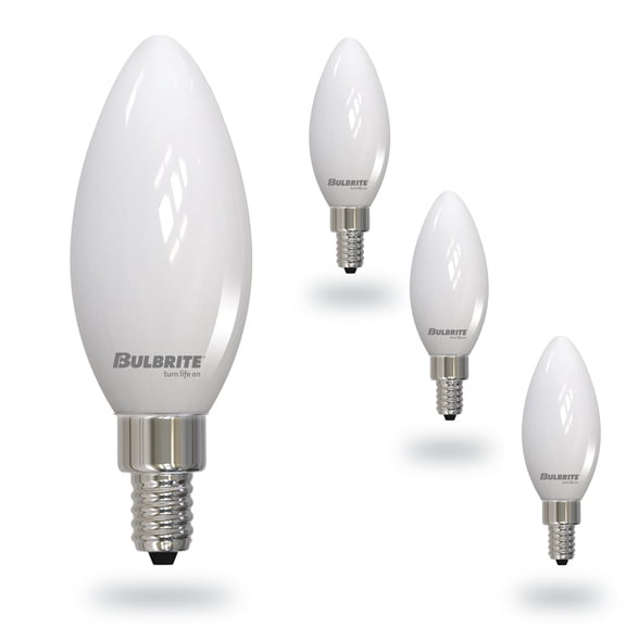 Bulbrite 5 Watt LED B11 Light Bulbs, Warm Dimming 3000K (Soft White) - 1800K (Candlelight), 500 Lumens, (4 Pack)
