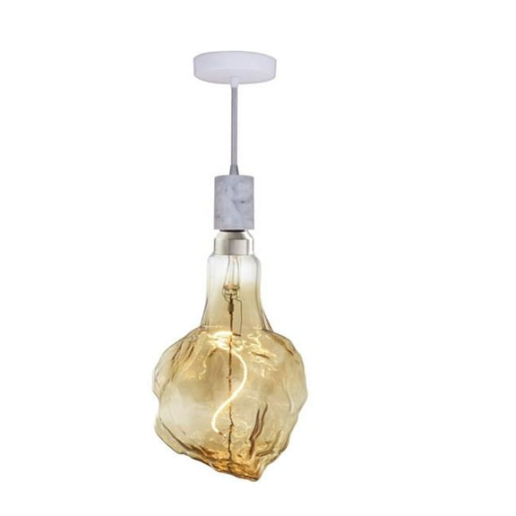 Bulbrite 810178 4W 2200K Glacier Natural Grand Filament LED Bulb with White Marble Pendant & String, Antique