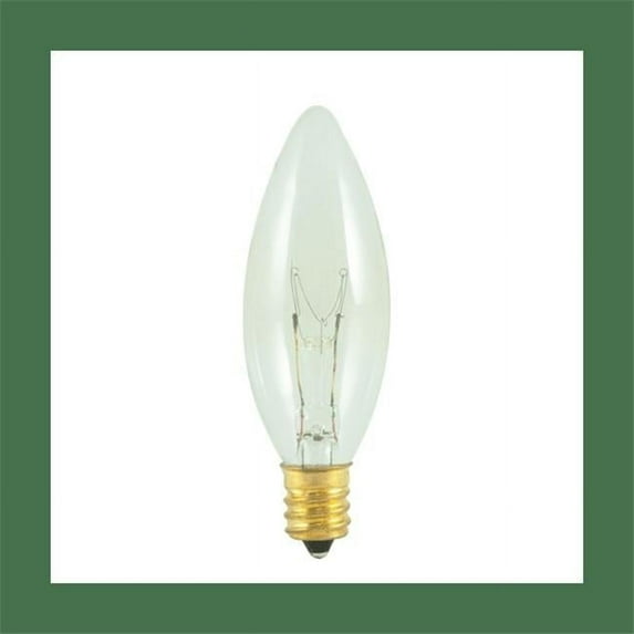 Bulbrite 861075 25 watt Dimmable Clear B8 Incandescent Light Bulbs with Candelabra E12 Base, 2700K Warm White Light - Pack of 50