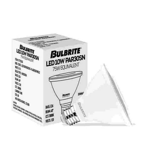 Bulbrite 861722 10W LED PAR30 Short Neck 3000K 80CRI Basics Flood Wet Dimmable Light, Pack of 4