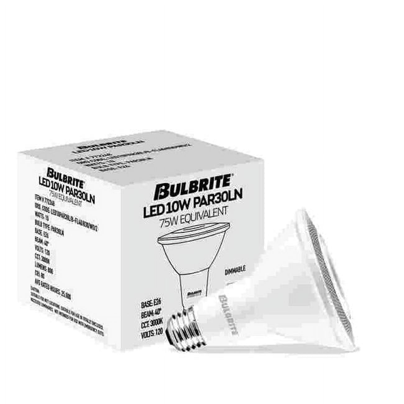 Bulbrite 861734 10W Led PAR30 Long Neck 3000K 80CRI Basics Flood Wet Dimmable Light, Pack of 4