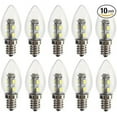 thumbnail image 1 of Bulbrite 862743 LED Mini 1 W Dimmable G16 Light Bulbs with Clear Plastic Finish & Candelabra E12 Base - 2700K Light, 70 Lumens, Warm White - Pack of 10, 1 of 4