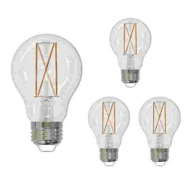 Bulbrite 862825 LED Filament 9 W Dimmable A19 Light Bulb with Glass Finish & Medium E26 Base - 2700K Warm White Light, 1100 Lumens, Clear - Pack of 4