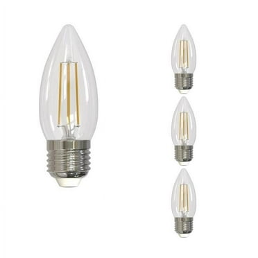 Bulbrite 862842 2700K 500 Lumen 5.5 watt LED Filament Dimmable B11 Light Bulbs with Clear Glass & Medium E26 Base, Warm White - Pack of 4