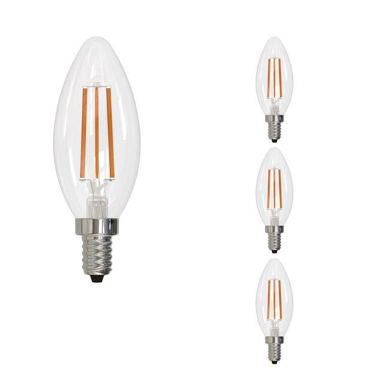 Clear Glass Dimmable LED Filament Candelabra Bulbs Pack of 4