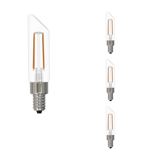 Bulbrite 862859 2700K 400 Lumen 4.5 watt LED Filament Dimmable T6SL Light Bulbs with a Clear & Candelabra E12 Base, Warm White - Pack of 4