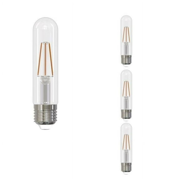 Bulbrite 862872 2700K 500 Lumen 5 watt LED Filament Dimmable 5 Inch T9 Light Bulbs with Clear Glass & Medium E26 Base, Warm White - Pack of 4