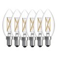 thumbnail image 1 of Bulbrite 776230 Bulbrite LED Filament Pack of 6, 4.1 Watt Dimmable B11 Light Bulb with Clear Finish and Candelabra Screw E12 Base - 3000K(Soft White Light), 400 lumens, 1 of 1