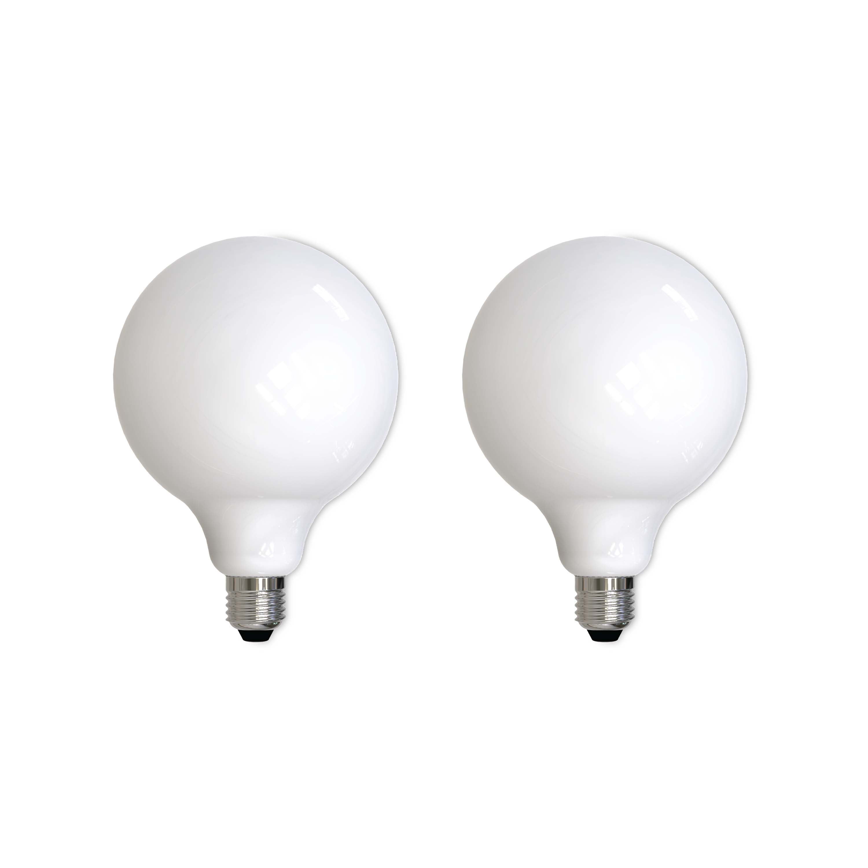 Bulbrite LED Filament Pack of (2) 8.5 Watt Dimmable G40 Light Bulbs with a Milky Finish and Medium (E26) Base - 3000K (Soft White Light), 800 Lumens