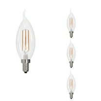 Bulbrite  LED Filament Pack of (4) 5 Watt Dimmable CA10 Light Bulbs with Clear Glass Finish and Candelabra (E12) Base