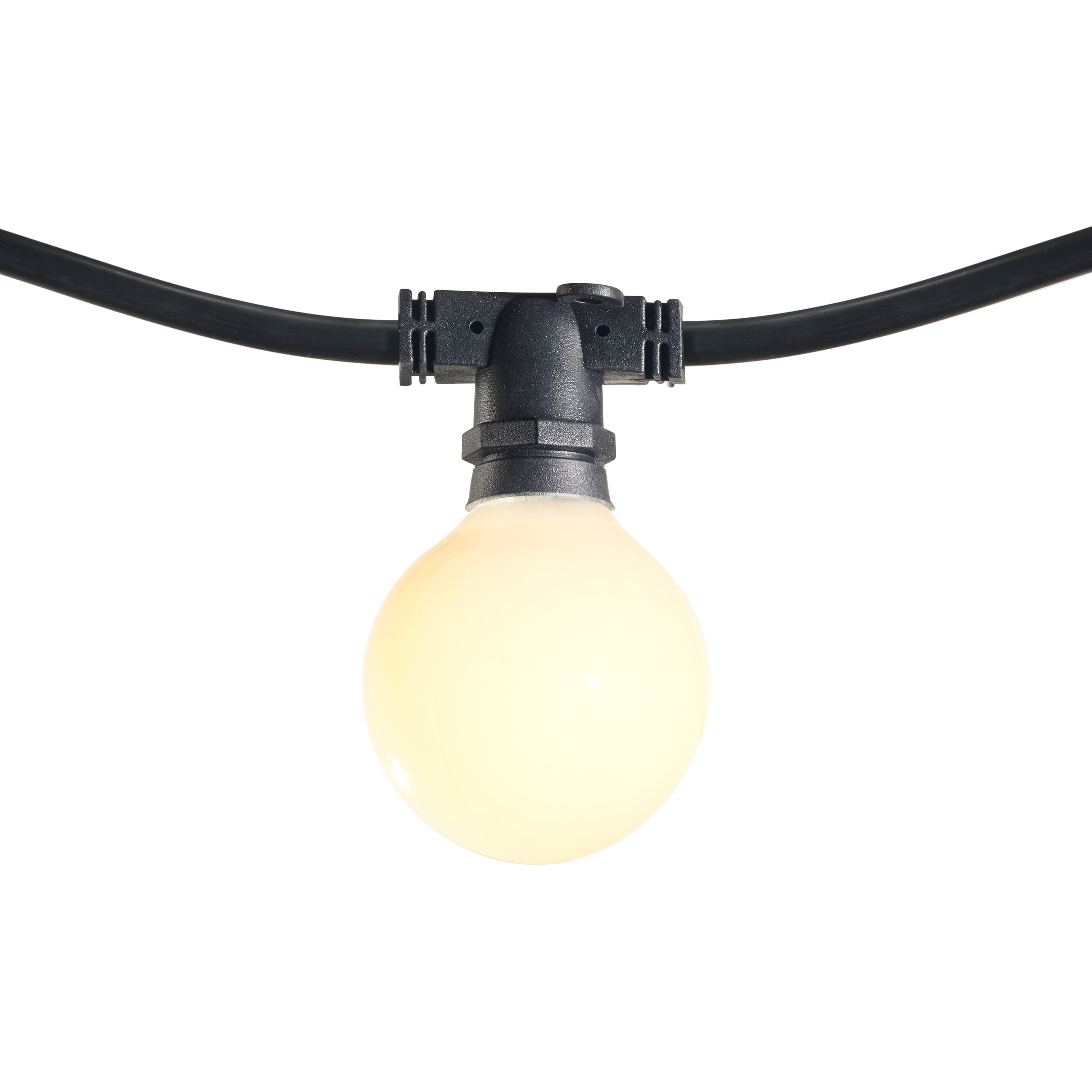 Bulbrite Pack of (2) 14-foot Black String Light Kits with Ten 11 Watt Clear Globe G16 Incandescent Light Bulbs per Kit