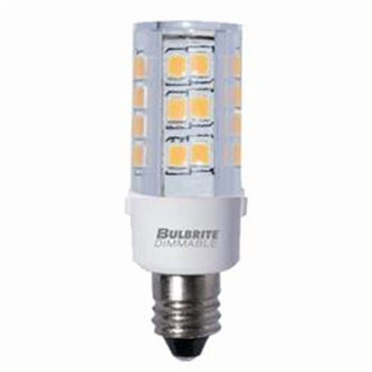 Bulbrite Pack of (2) 4.5 Watt 120V Dimmable Clear T4 LED Mini Light Bulbs with Candelabra (E12) Base  2700K Warm White Light  400 Lumens