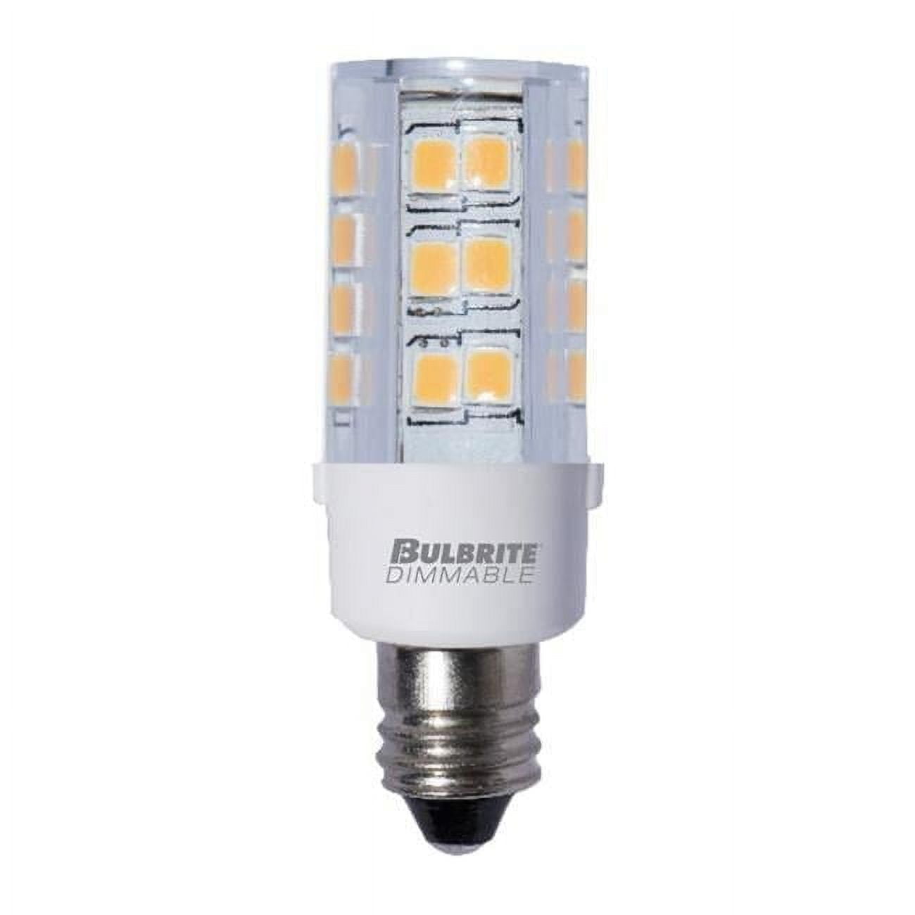 Bulbrite Pack of (2) 4.5 Watt 120V Dimmable Clear T4 LED Mini Light Bulbs with Candelabra (E12) Base  3000K Soft White Light  400 Lumens