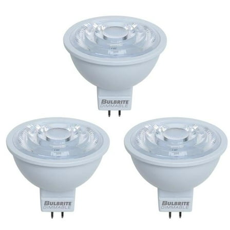 Bulbrite Pack of (3) 6.5 Watt Dimmable MR16 Flood LED Light Bulbs with Bi-Pin (GU5.3) Base  3000K Soft White Light  500 Lumens