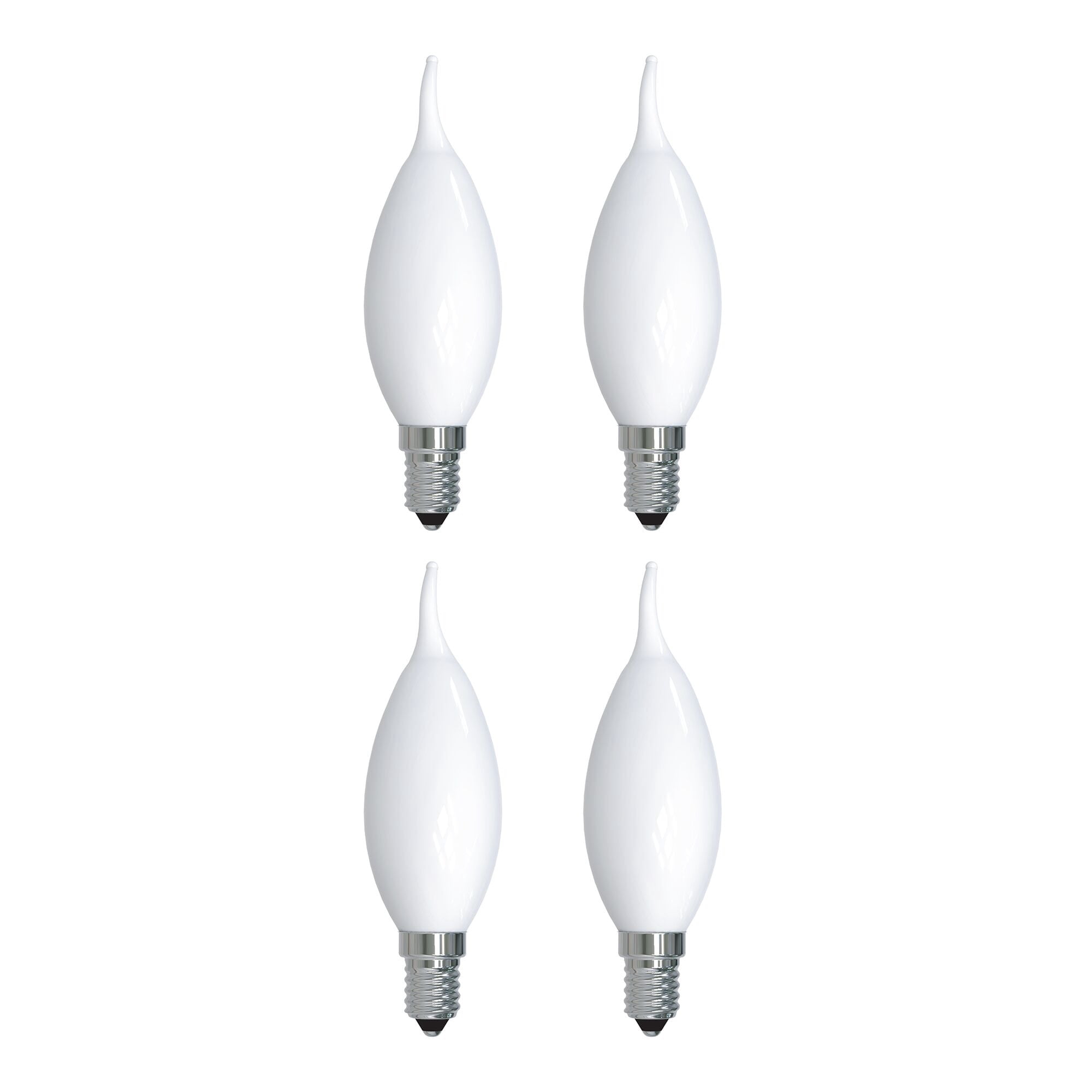 Bulbrite Pack of (4) 4.5 Watt Dimmable Milky Filament CA10 Candelabra (E12) LED Light Bulb - 400 Lumens, 3000K