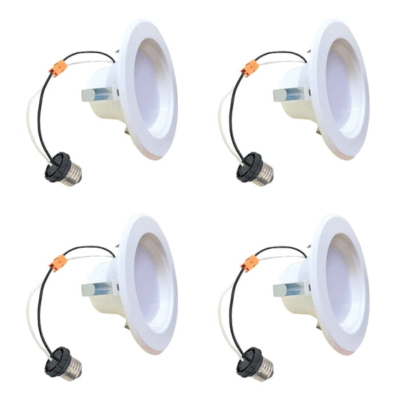 Bulbrite Pack of (4) 4" Integrated LED Recessed Retrofit Light Kit 65-Watt Equivalent, 4000K