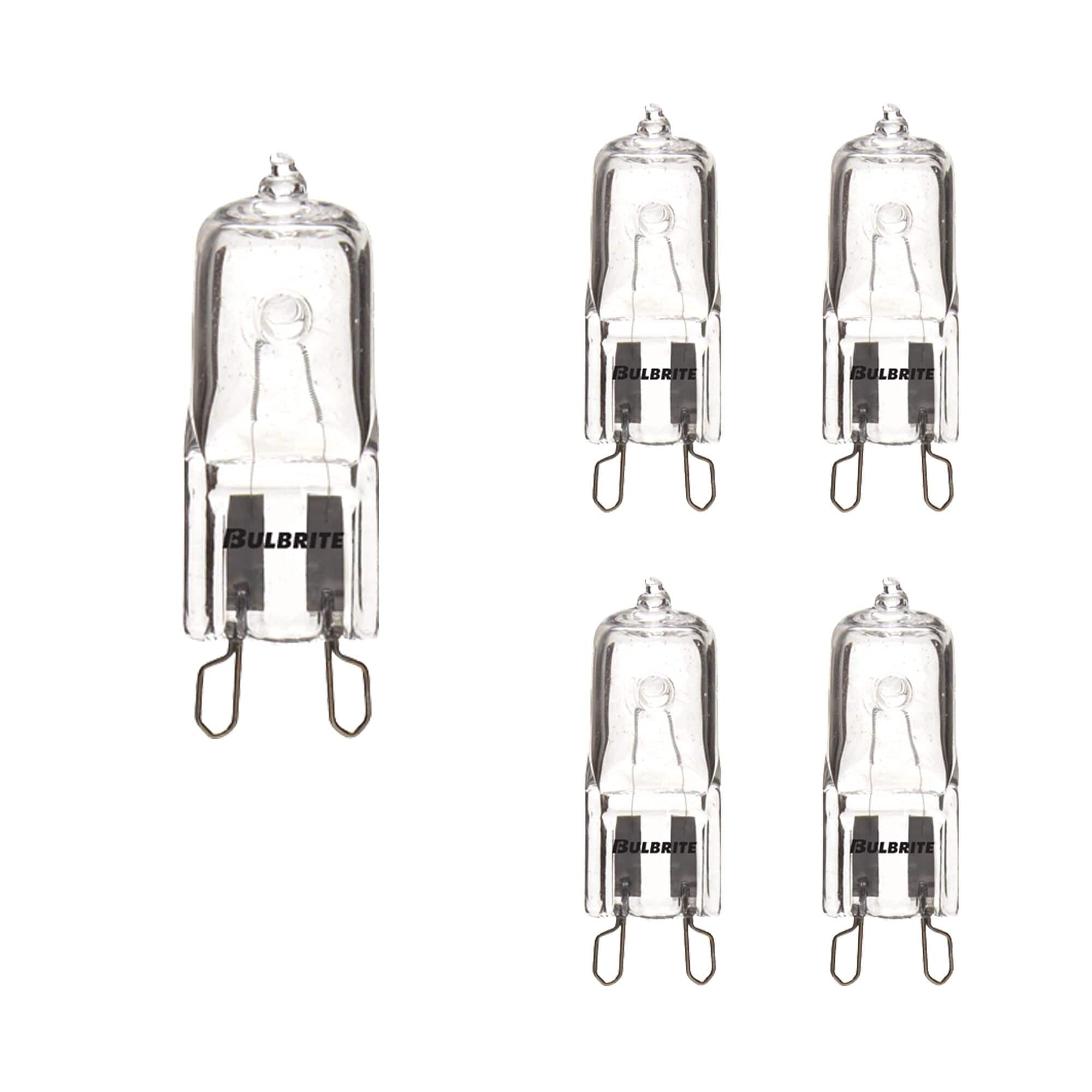 Clear 100W Dimmable T4 Halogen Bi-Pin Bulbs, Pack of 5