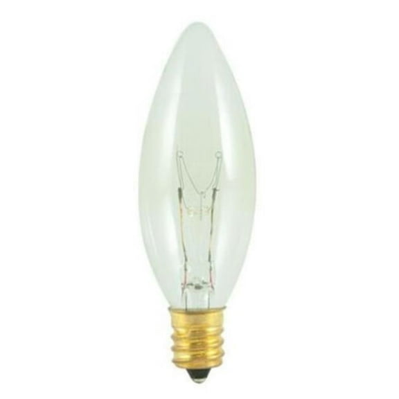 Bulbrite Pack of (50) 15 Watt Dimmable Clear B8 Torpedo 25mm Incandescent Light Bulbs with Candelabra (E12) Base, 2700K Warm White Light