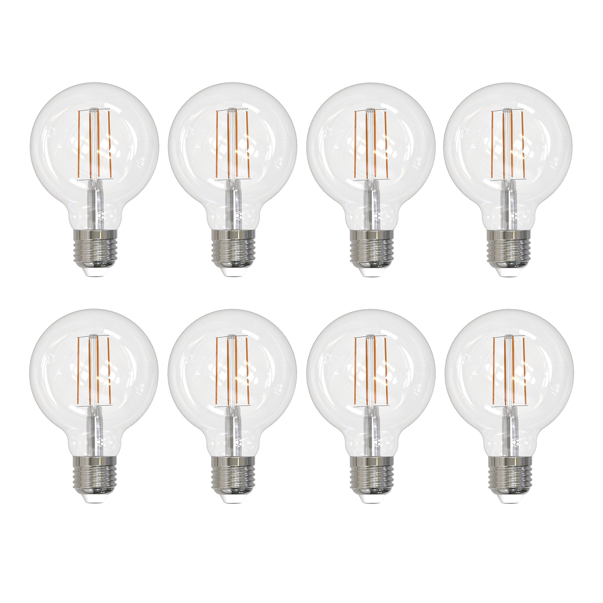 Bulbrite Pack of (8) 7 Watt Dimmable Clear Filament G25 Medium (E26) LED Light Bulb - 800 Lumens, 4000K