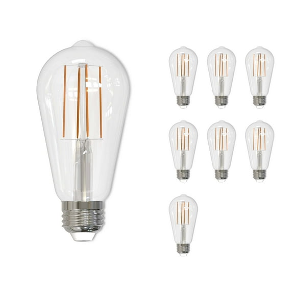 Bulbrite Pack of (8) 7 Watt Dimmable Clear Filament ST18 Medium (E26) LED Light Bulb - 800 Lumens, 4000K