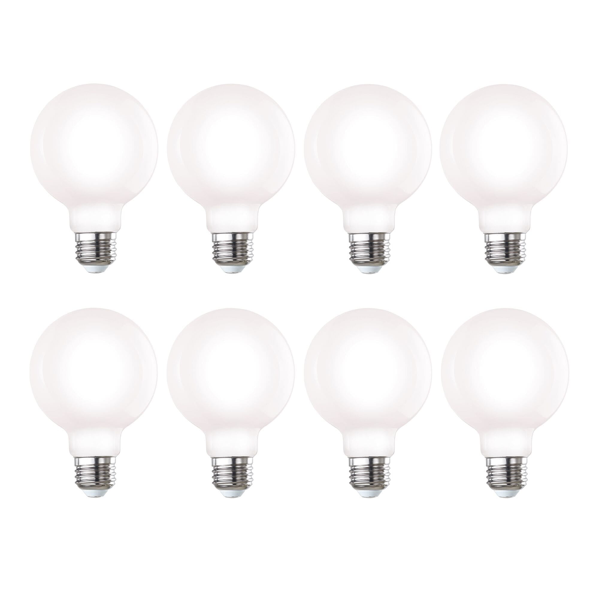 Bulbrite  Pack of (8) 7 Watt Dimmable Filament G25 Medium (E26) LED Bulb Milky 650 Lumens, 3000K, and 80 CRI