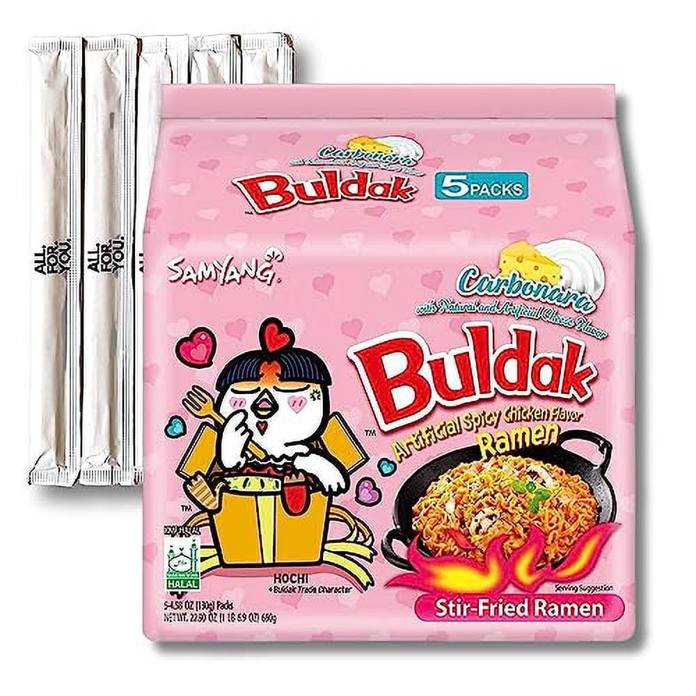 Buldak Ramen Noodles 5 Pack Carbonara Flavor Spicy Ramen Noodles