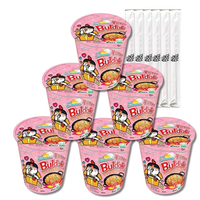 Buldak Ramen Noodles Carbonara Flavor Cup 6 Pack Spicy Ramen