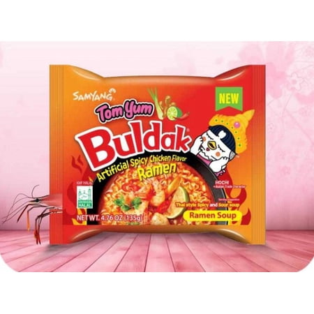 Buldak Tom Yum Spicy Chicken Ramen Noodles, 4.76 oz – Bold, Tangy & Fiery Flavo