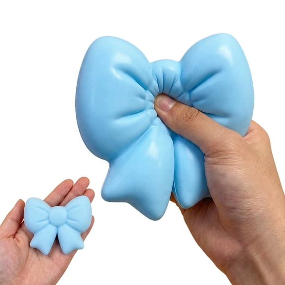 Bule Bow Squeeze Stress Relief Ball, Soft Slow Rising TPR Sensory Fidget for Anxiety, Kneading Squishy for Adults Office Home Desk