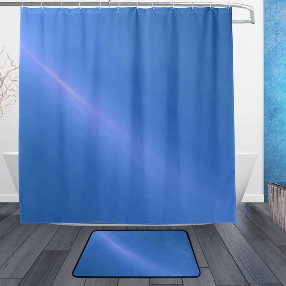 Bule Halo Bathroom Accessory Sets Waterproof Shower Curtain with Absorbent Non-Slip Rug